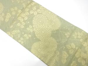 菊に萩模様織り出し　名古屋帯